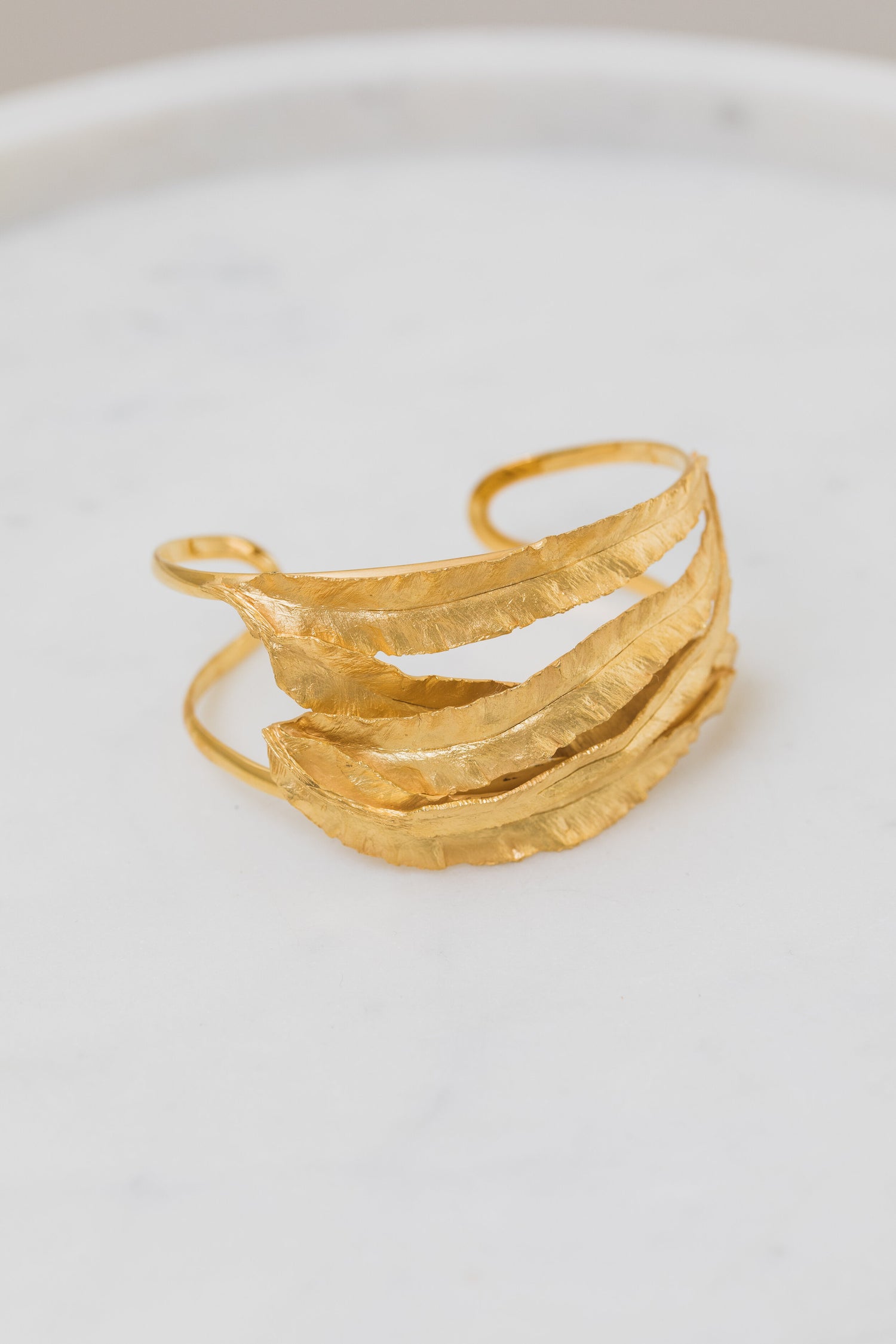 FERN • Gold Plated Leaf Bangle