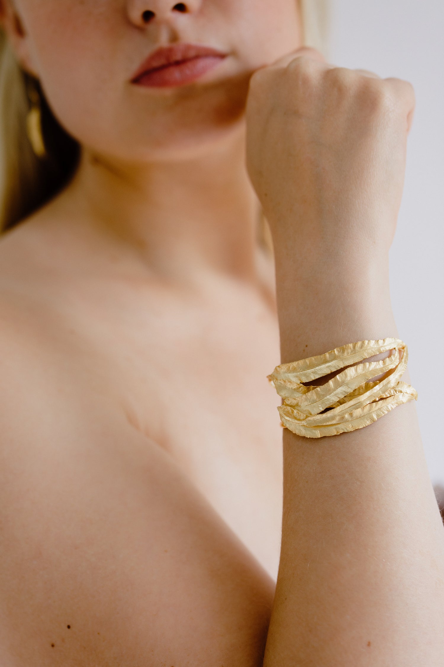 FERN • Gold Plated Leaf Bangle