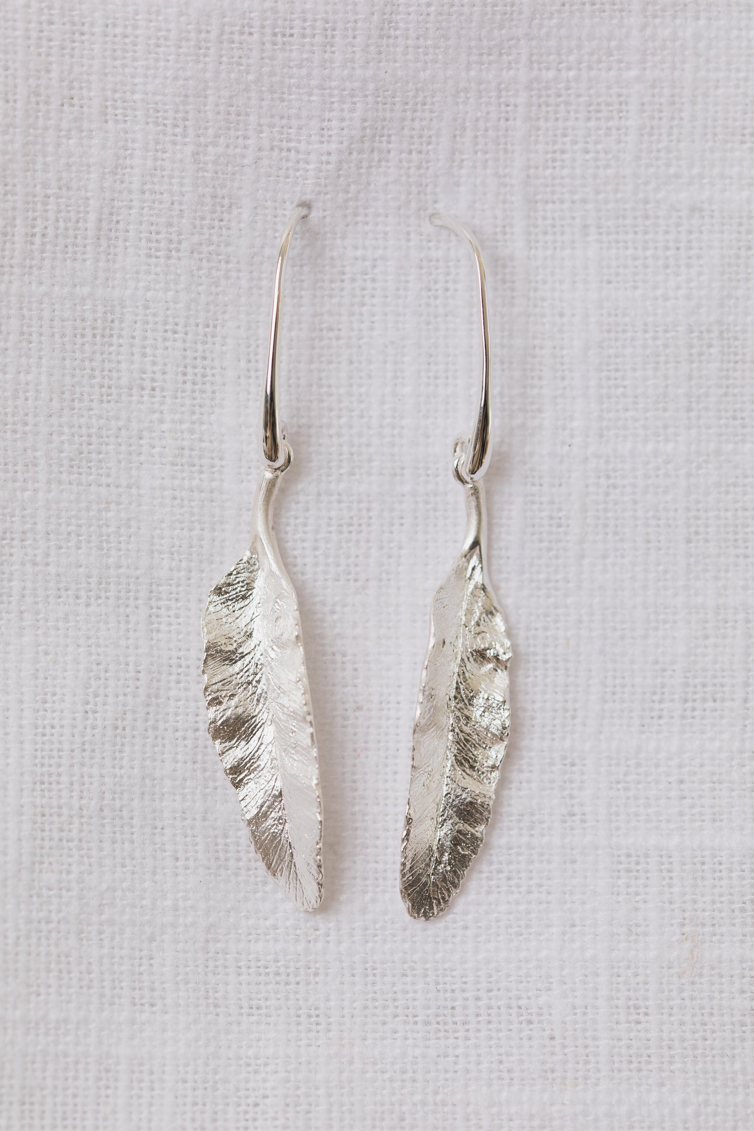 FERN • Silver Leaf Drop Earrings