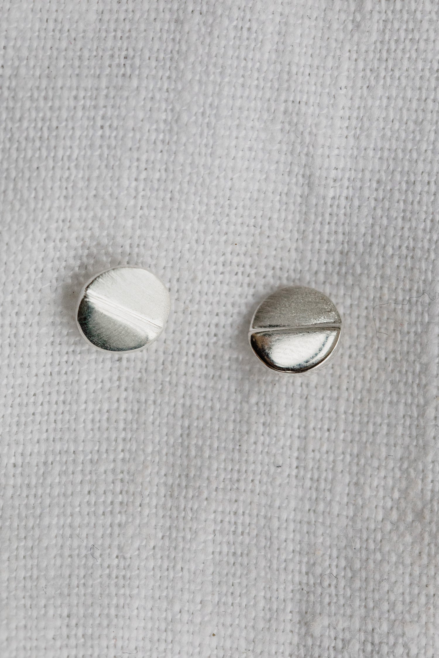 DEMI LUNE • Silver Stud Earrings