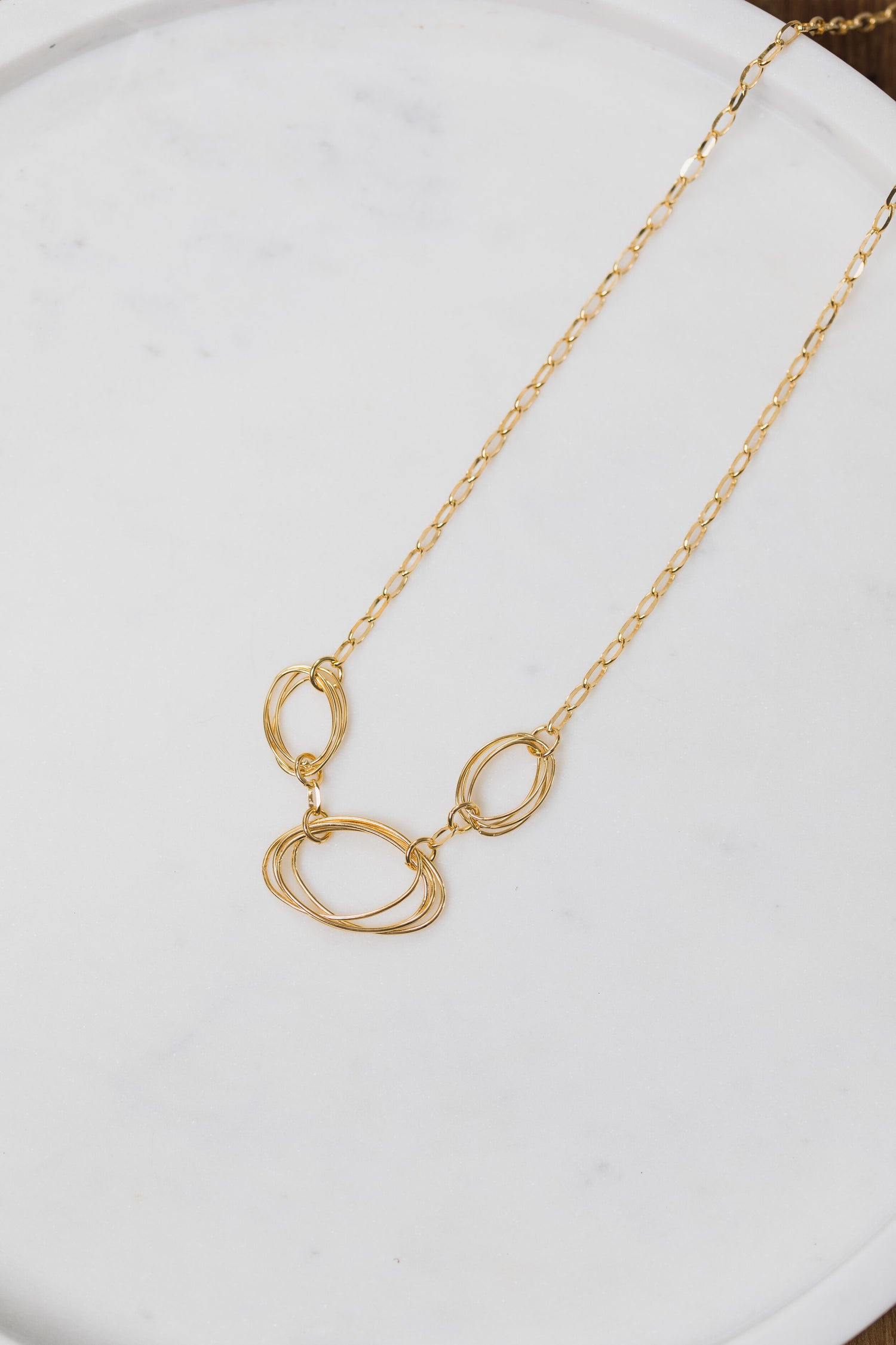 AVA • Gold Plated Oval Necklace