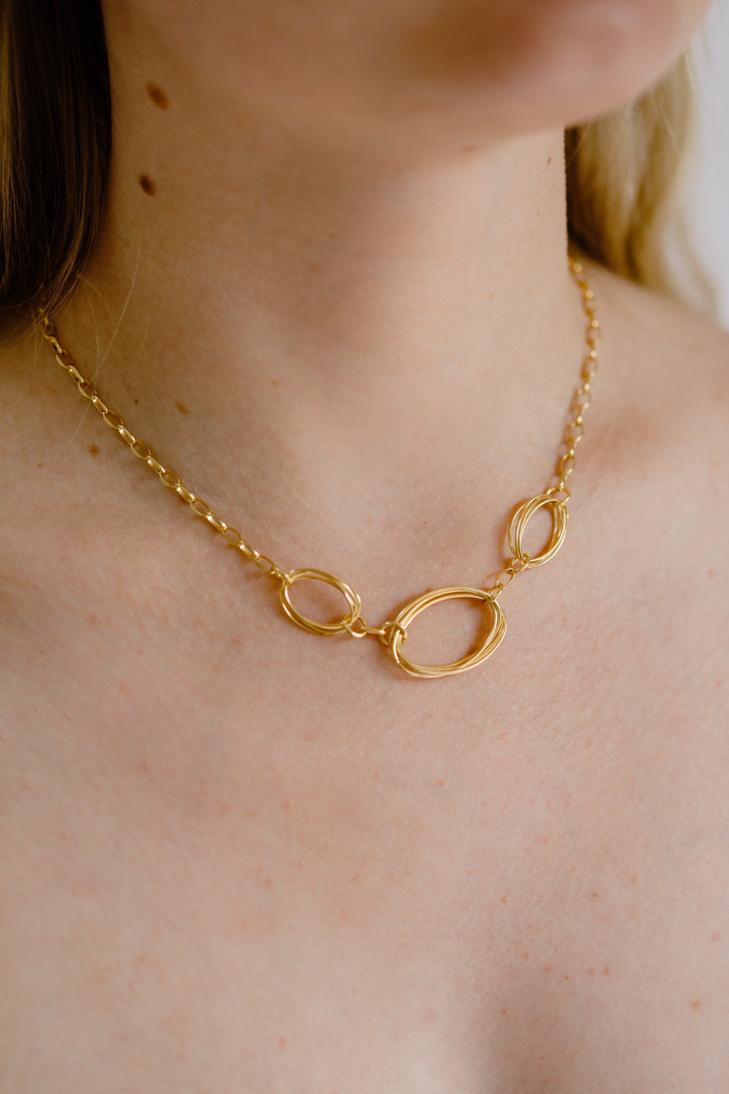 AVA • Gold Plated Oval Necklace